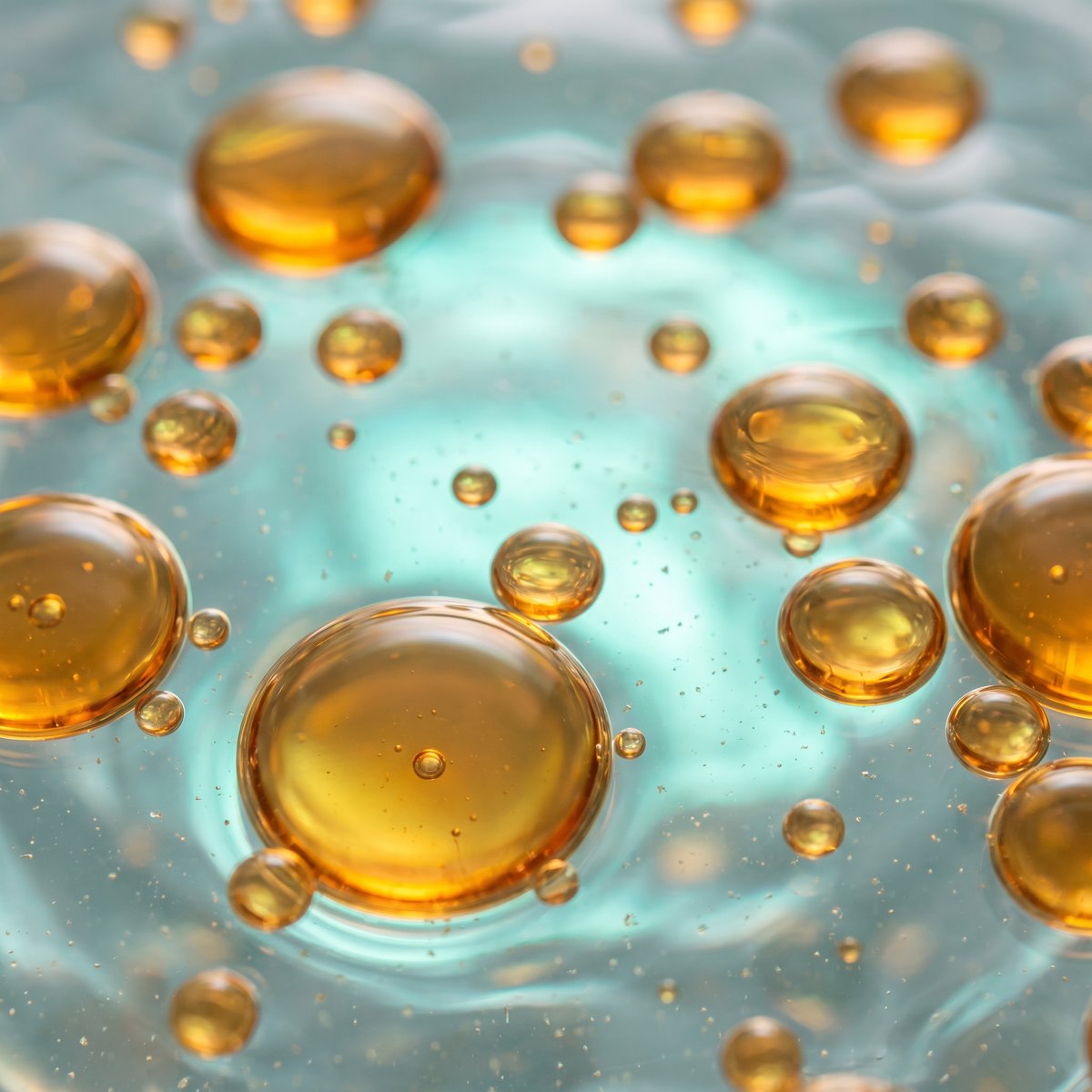 Golden oil droplets