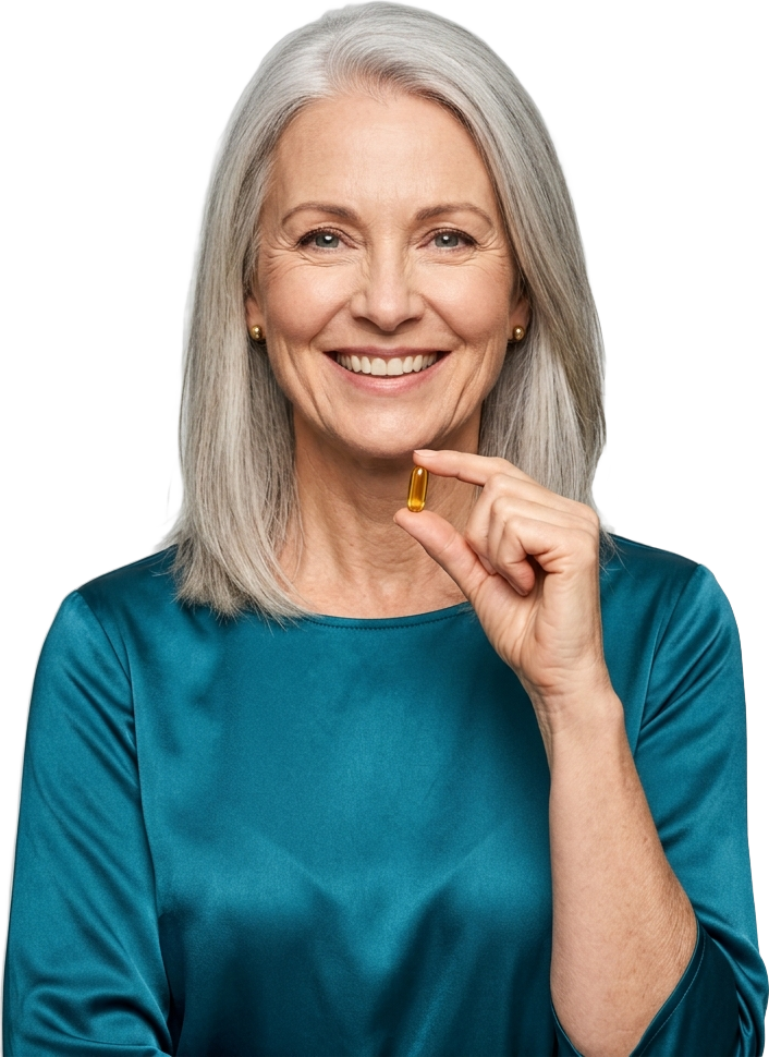Woman holding a Navolie softgel
