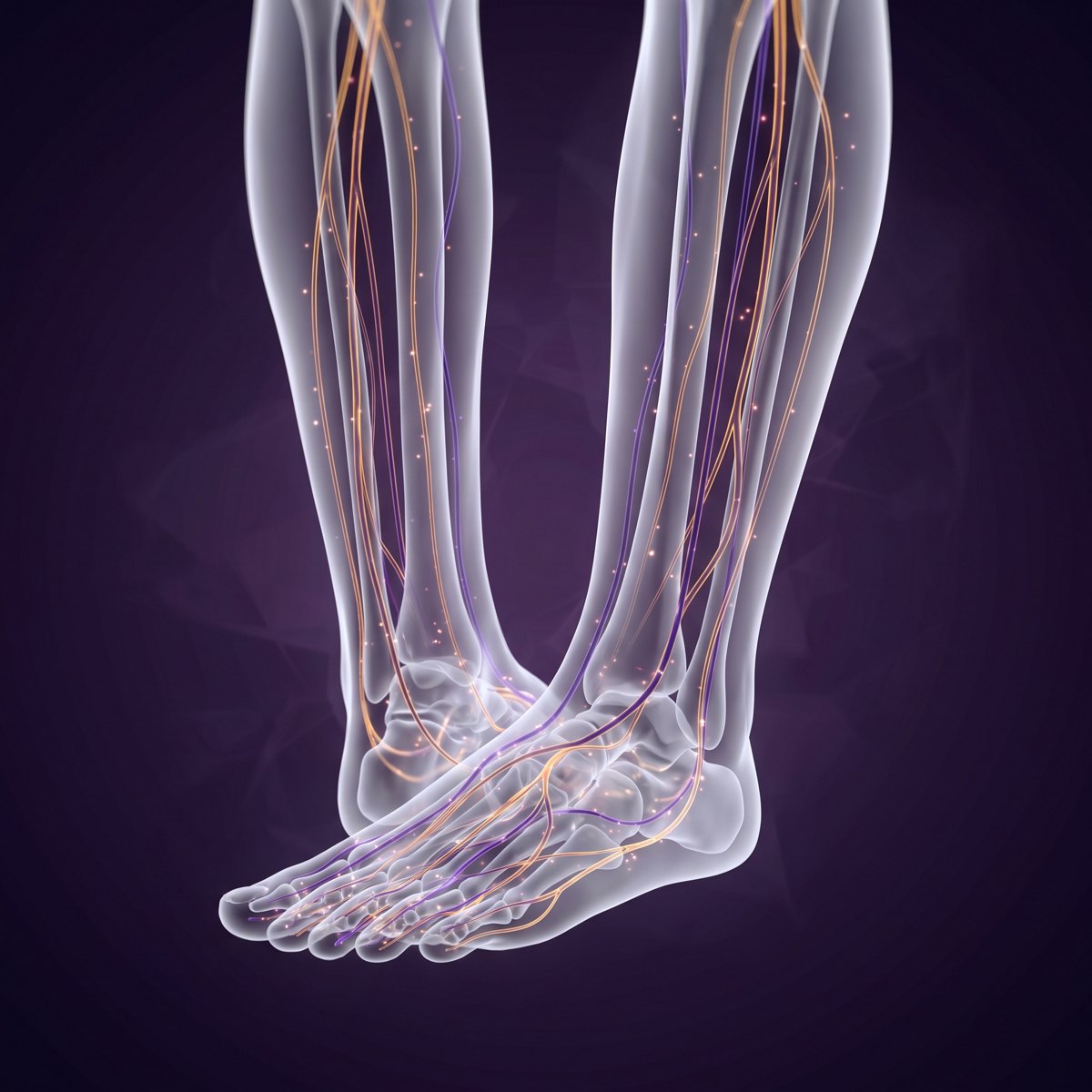 Illustration of the nerves in the feet